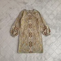 新品タグ付き レースで重ねたロングシャツ チュニック アズノゥアズ 