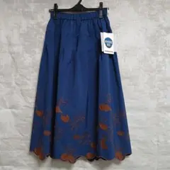 【HIROKO BIS ヒロコビス】【新品】スカート 花柄刺繍　9号　ネイビー