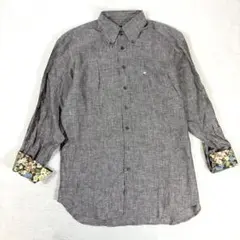 ETRO エトロ リネン100 花柄切替 長袖シャツ XL 43 イタリア製のサムネイル