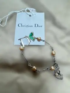 Christian Dior ロゴ パール蝶モチーフ タグ付き ネックレス077 - メルカリ