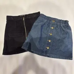130cmデニムタイトミニスカート2枚セット