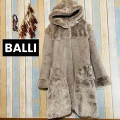 【BALLI 】レッキスラビット100% ファーコート フード付 M ベージュ