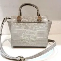 【美品】DIANA クロコ型押し　レザー　ショルダーバッグ　2way グレー