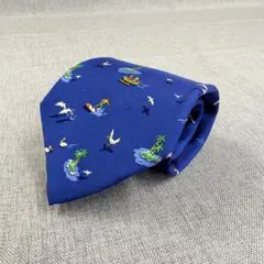 美品 Salvatore Ferragamo シルク ネクタイ 総柄 ブルー系