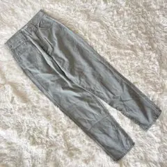 【M】パンツ グリーン グレー 綿100 ストレート カジュアル　ハイウエスト