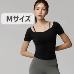 ゼクシィミックス ハートネック クロップド丈 半袖 ブラトップ ブラック M