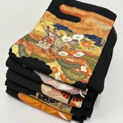 ゆりのはな　黒留袖　留袖　５点　まとめ売り　正絹　着用可能～リメイク用　J901