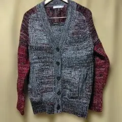 MOUSSY ボタン付きカーディガン F グレー/レッド