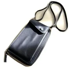 新品未使用タグ無しスマホショルダーバッグ黒フェイクレザーレディースメンズ長財布