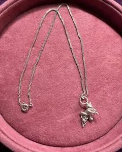 天使のテディベア　シルバーネックレス