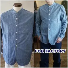 FOB エフオービーファクトリー バンドカラー長袖シャツ 3428 Lのサムネイル