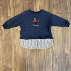 キッズ　長袖カットソー　ネイビー　100cm