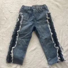 プティマイン　フリンジ付きデニムパンツ100