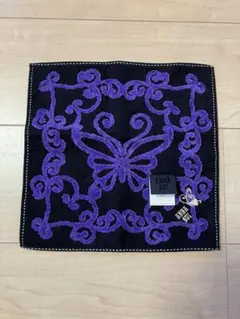 ANNA SUI ポケットタオル・ハンカチ2点セットローズ刺繍＆ラインストーン付