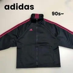 adidas 90's 刺繍ロゴ トラックジャケット アディダス 黒 レッド