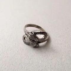 VINTAGE SILVER RING SNAKE MOTIF 925 12.5