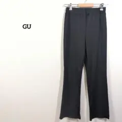 GU リブフレアパンツ M ブラック ストレッチ 美脚シルエット