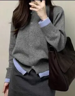 SHEIN グレー ニット カーディガン