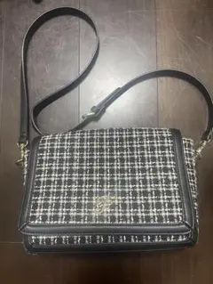 メゾンドフルール ツイード レザー チェック柄 ショルダーバッグ