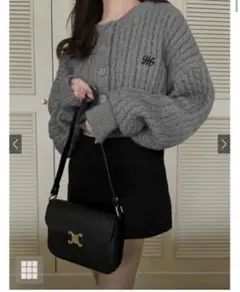 GRL ロゴ刺繍ケーブルニットショート丈カーディガン 【k9311d】 グレー