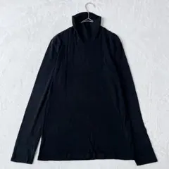 ユニクロ| スムースストレッチコットンタートルネックT【L】ハイネック ブラック