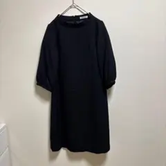 テチチ　ワンピース　ジャガード　七分袖　フォーマル　スタンドカラー
