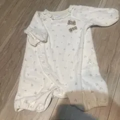 Conoco birthdayクリーム色 花柄 リボン付きロンパース