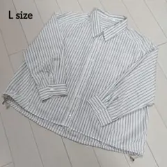 【C·O·L·Z·A】裾ドロスト 八分袖 ストライプシャツ オフ×クロ