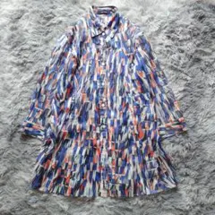 美品 Aquascutum 総柄 七分袖 シャツ シアー
