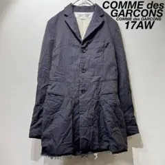 希少 17年製 コムデギャルソン 上質 テーラード ロングジャケット ストライプ