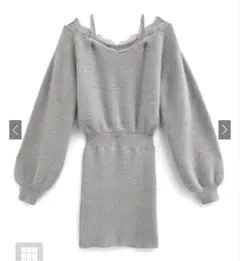 GRL グレイル レースオフショルフェザーニットミニワンピース