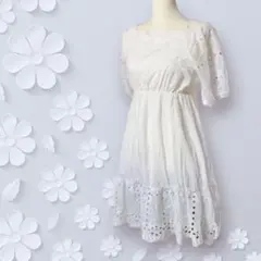 ✨新品未使用⭐️レディース⭐️かわいい 半袖ワンピース 白　ホワイト【M】