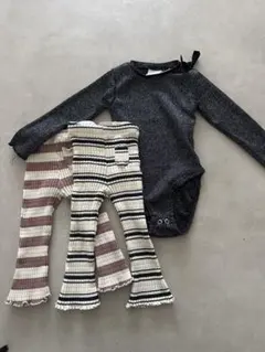 ZARA kidsロンパースとリブフレアパンツセット