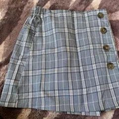 グレー系チェック柄ミニスカートキュロット