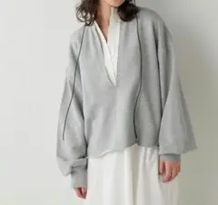 Whim Gazette スウェットVネックプルオーバー　グレー