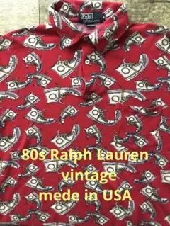 希少 80s Ralph Lauren ポロ.ラルフローレン総柄ポロシャツ