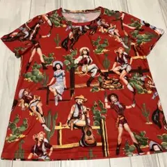 カウガールプリント Tシャツ Mサイズ