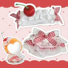 さくらんぼチェックぬいぐるみ服 10cm 12cm 13cm 15cmのサムネイル