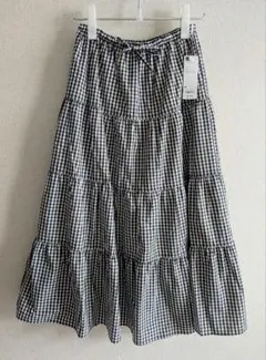 GU ティアードマキシスカート M チェック柄 ブラック 新品タグ付き
