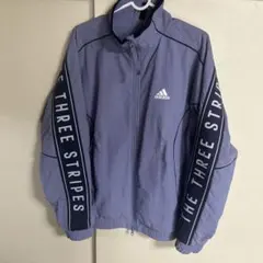adidas ナイロンジャケット 袖ロゴ パープル