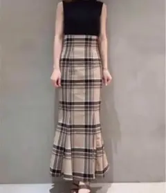 SNIDEL スナイデル ハイウエストタイトヘムフレアチェックスカート