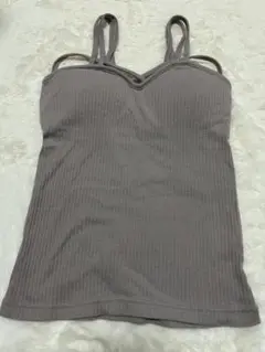 SUREVE カップ付きリブクロスキャミソール グレージュ ホワイトセット