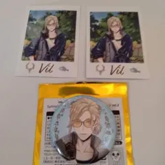 ツイステ展　ヴィル・シェーンハイト　缶バッチ＆チェキカード2枚セット