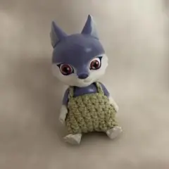 ハンドメイド　カプセルドール　狼　ブルーパープル　黄緑パンツ
