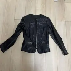 ZARA レザージャケット 黒 キルティングデザイン