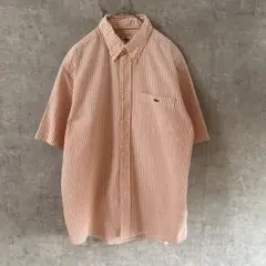 LACOSTE ストライプシャツ　サッカー生地　半袖　ポケット付　サイズ3