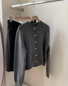 shein DAZY クルーネックカーディガン グレー