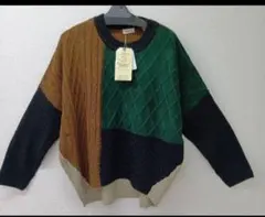 新品dgyパネル切り替えバルキーニットセーター