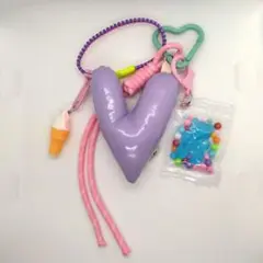 しゃらじゃらキーホルダー　バッグチャーム　パラコード　パステル①