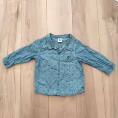 ★美品★　PETIT BATEAU　アンカー柄シャツ 12m 74センチ